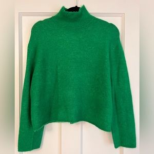 Zara Wool and Alpaca Blend Turtleneck Sweater Green